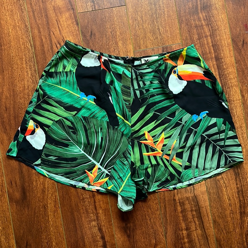 Show Me Your MuMu Black Sheer Tropical Sawyer Shorts Size Small